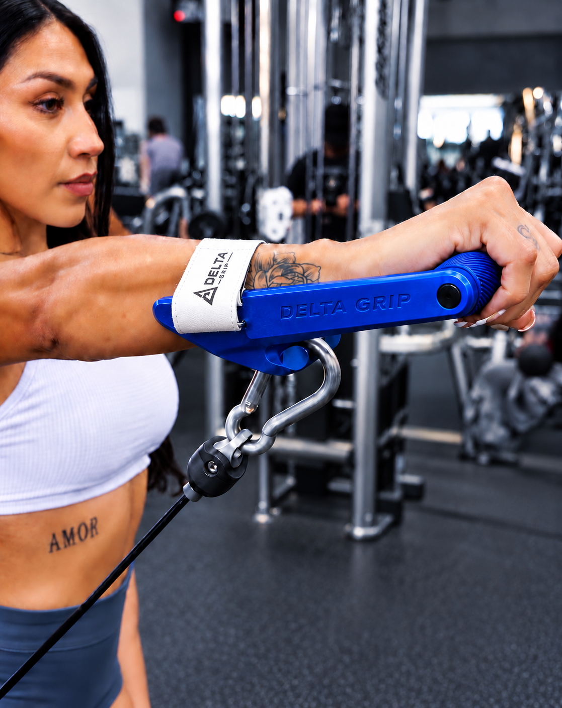 Delta Grip worn on the wrist, locking it in a neutral position